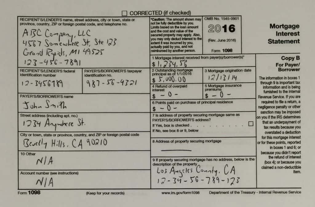 IRS Form 1098 Copy B